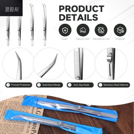 4 Pieces Diamond Tweezers Precision Soldering Tweezers Professional Jewelry Gem Tweezer ESD Electronic Industrial Tweezer with Slide Locking and Slot for DIY Jewelry Craft Makeing