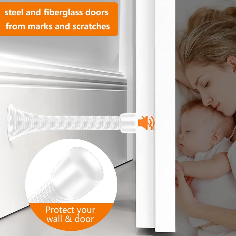 Spring Door Stopper, 5 Pcs Wall Mounted Spring Doorstop, Door