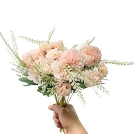 CURTEK 4 Bunches Artificial Silk Flowers 11.8'' Silk Hydrangea Bouquet Pink Flowers Bouquet Fake Floral Arrangements for Home Bridal Wedding Party Festival Decor (Pink)