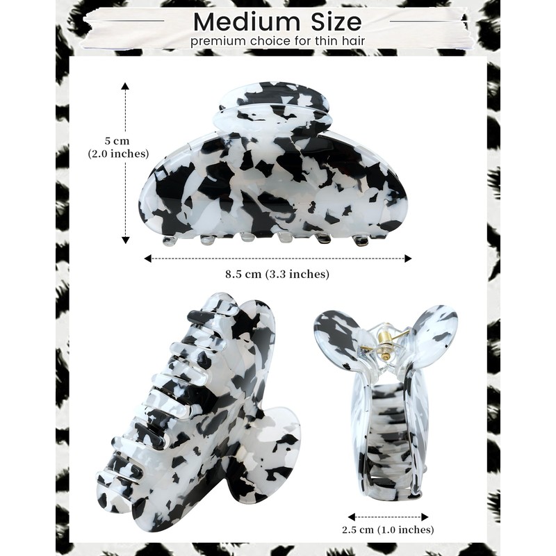 4 pack Cute Medium Claw Clips for Thin Fine Hair,