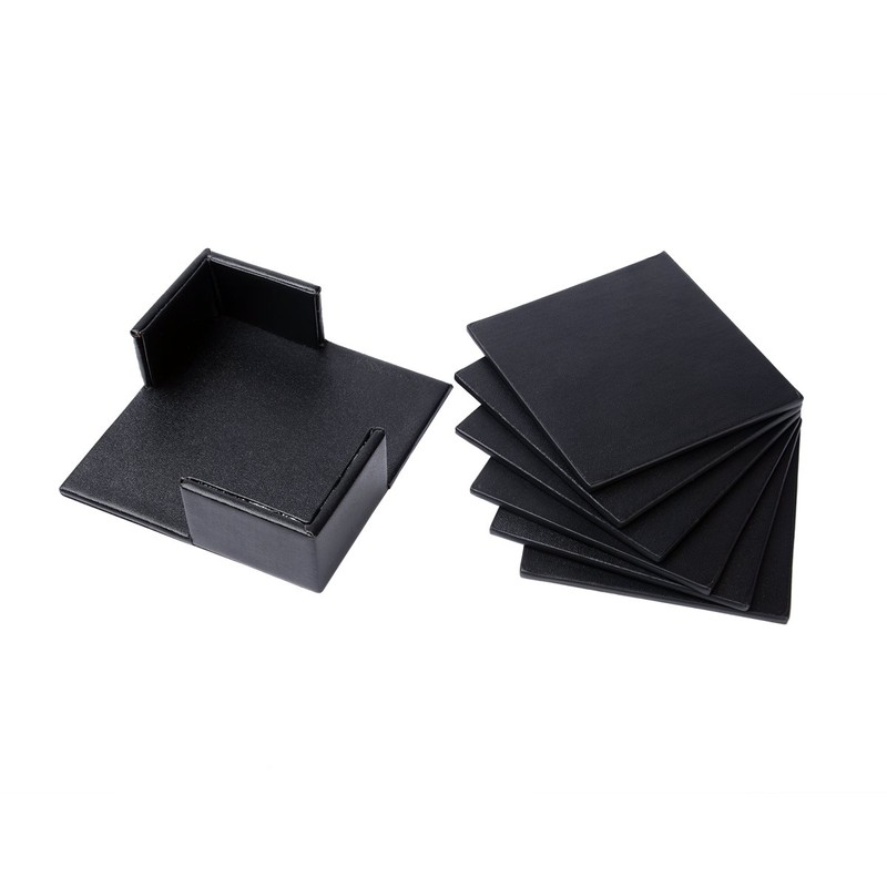 Leather Coasters Set of 6 with Holder,Cup Mat Pad for