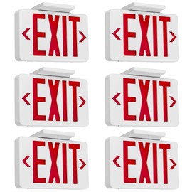 Gruenlich LED Exit Sign, Emergency Light with Double Face and Battery Backup, UL 924 Qualified, AC 120/277V, US Standard Hardwired Red Letter Exit Lights for Business, 6-Pack