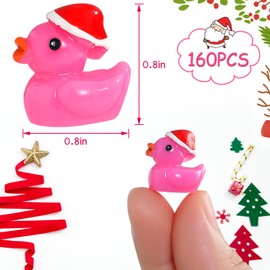 ROMROC 160PCS Christmas Duck Mini Ducks Christmas Décor Miniature Figures Fairy Garden Aquarium Ornament Dollhouse Decoration DIY Slime Kit Birthday Party Hide and Seek Prank(16 Colors)