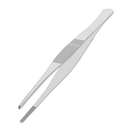 FOCMKEAS 5.5 Inch Stainless Steel Tweezers, with Straight Round Blunt Serrated Tip, 3/64 Inch Thickness Stainless Steel, Multipurpose Daily Garden Home Lab Craft Repairing Tool