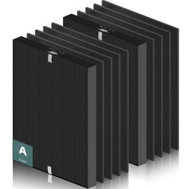 PETOX 115115 HEPA Smoke Remover Replacement Filter A for Winix PlasmaWave Air Purifier C535 5300 5300-2 6300 6300-2 P300 AM90 C909 9800, 2 x True HEPA Size 21 Filter + 8 x Carbon Pre-Filters, Black