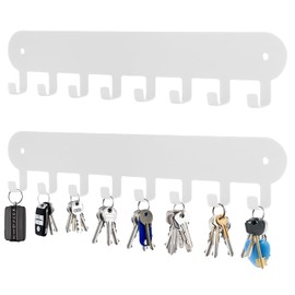 Suzurana 2 Pack Key Holder for Wall,Key Hooks with 8 Hooks, Key Rack for Wall No Drill for Living Room, Kitchen, Bathroom, Garage (White)