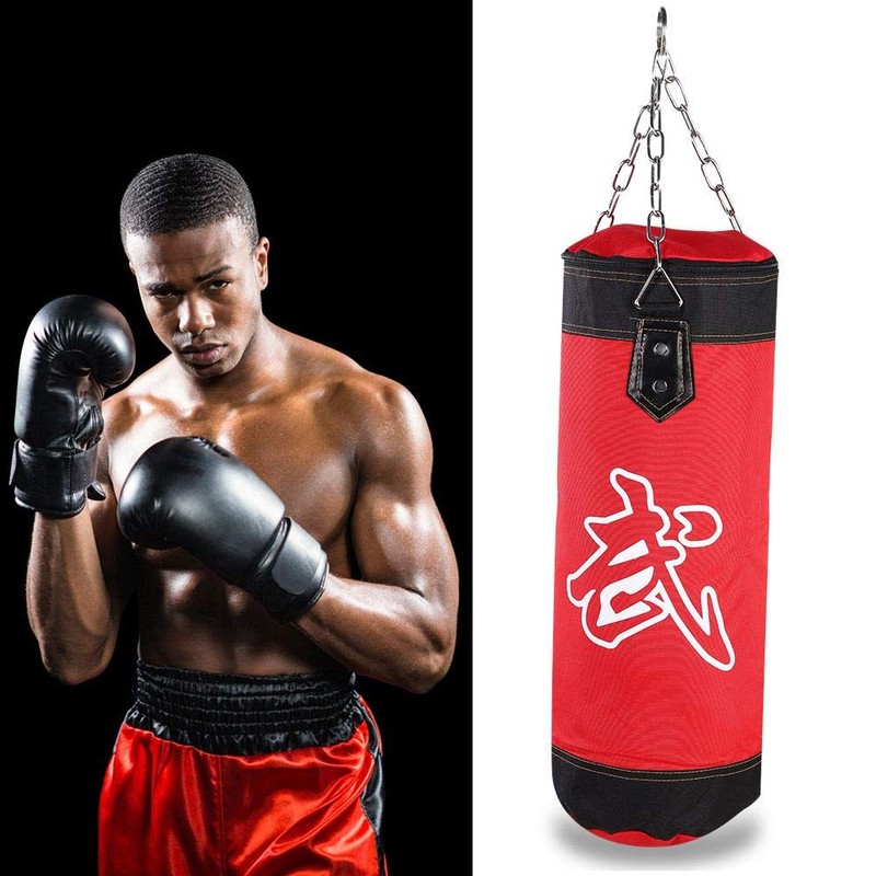 Boxing Training Punch Bag, Canvas Punching Bag Set with Sandbag/Metal