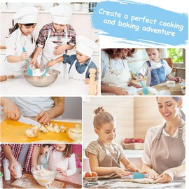 Everbirght Cooking Set for Kids, Real Cooking Kids Baking Set with Organizer Carrying Case for Girls, Kitchen Tools Kids Knife Set for Boys, Kid, Toddler, Gift, Toys-Blue