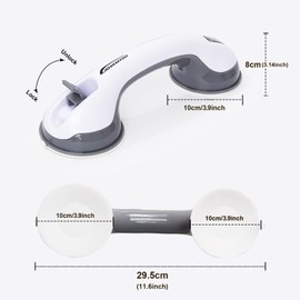 GOXKMYOD 2 pack shower handle-12"Bathroom balance bar-Safety Hand Rail Support with Strong Hold Suction Cup Grip Grab Bars for Handicap, Elderly, Senior Assist Bath Handle