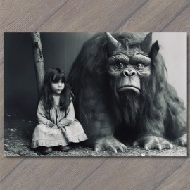 PaperMadDogScar POSTCARD Girl Monster Weird Creepy Imaginary Friend Nightmare Scary Unusual Pet