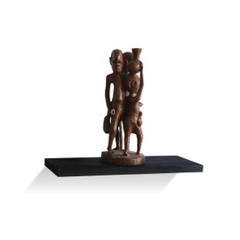 ZELAZA Floating Wall Shelf, Rustic Wood Wall Mounted Storage for Bathroom, Bedroom, Living Room, Kitchen, Hanging Display for Books and Decor with Invisible Brackets, 1 Set (Black 16 in)