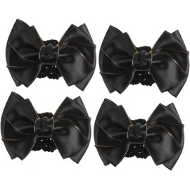 4 Piezas Redecilla Para El Cabello Accesorios Para El Cabello De Novia Red Para El Cabello Con Lazo Pinza Para El Cabello Pasadores Para Niñas Horquillas Redecillas Neto Black