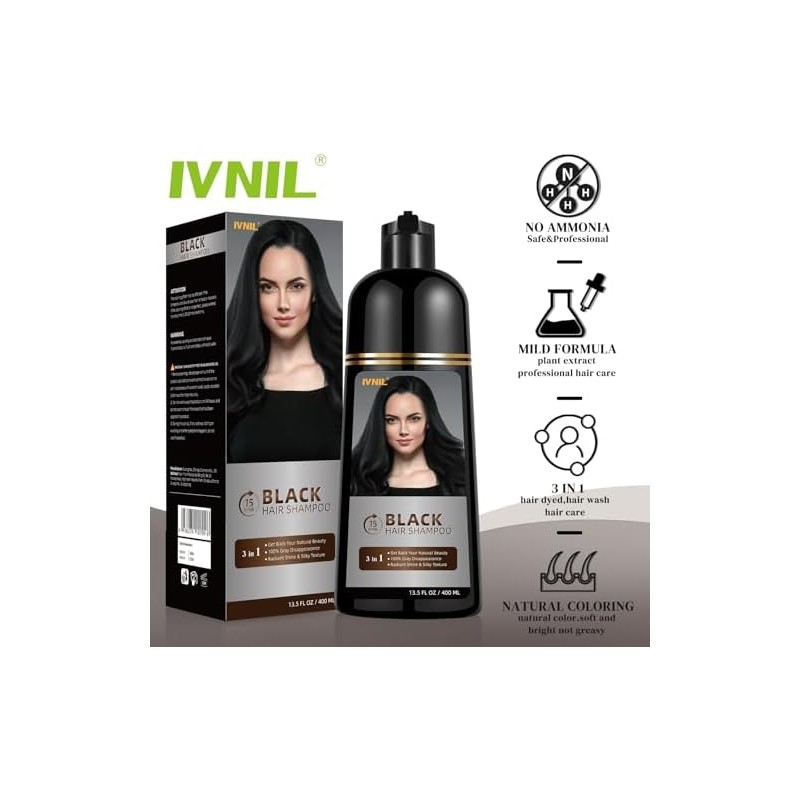 Ivnil- Cobertura completa de las canas nuestro champú para teñir
