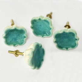 Jones Interiors Blue Glaze Set of 4 Drawer Knobs. Knobs Door Handle Cabinet Drawer Puller Cupboard Pull for Cupboards, Wardrobe, Drawer, Dresser, Chest