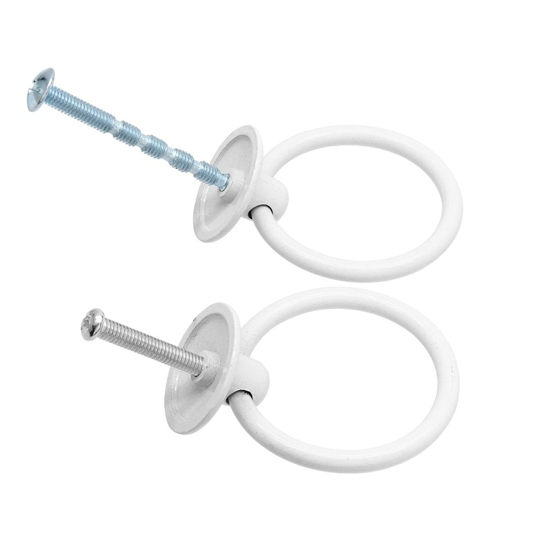 Bonsicoky 6Pcs White Ring Handle Knobs Round Ring Drawer Hardware