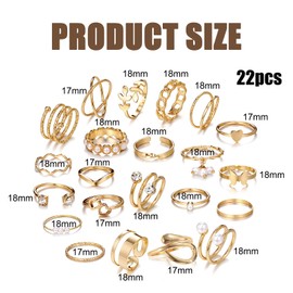THXFUNAREA Pack of 23 Gold Rings for Women Chunky Rings Chunky Rings Knuckle Rings Snake Chain Stacking Rings Vintage Boho Midi Rings Stackable Finger Ring Gold Set Stack Rings for Women