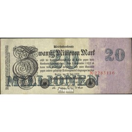 Prophila Collection Banknote German Reich Rosenbg: 96a, Reichsdruckerei gebraucht (III) 1923 20 Million Marks (Banknotes for Collectors - No Payment Method)