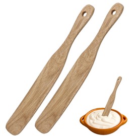 Sourdough Spurtle 2-Piece Set - Handcrafted Wooden Stirring Tools for Bread Baking & Starter Mixing, Spatula with Hanging Holes (Baker's Essential Kitchen Utensils Home Bakers)