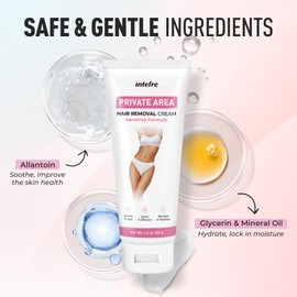 Hair Removal Cream for Women: Painless Depilatory Cream for Bikini Line, Private Areas, Body, Legs, Arms, Underarms, All Skin Types, Gentle & Quick, 120g