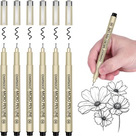 CHARSOCO 06 Micro Pen, Black Fine Point Pen with Waterproof Archival Ink, 0.5mm Fineliner Ink Pens for Artist Illustration, Sketching, Anime, Manga, Technical Drawing and Scrapbooking