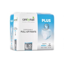 CarebyMail Plus Adult Incontinence Pull Up Pants | Disposable Adult Pants for Men & Women | High Absorbency, Fast Absorption Core, Anti-Leak Barriers, Odour Control - Large (1 Pack of 10)