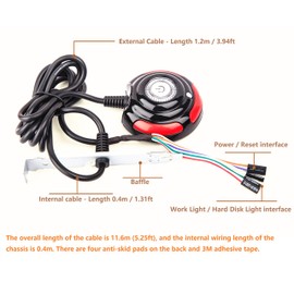 NOYITO Desktop Computer Case Motherboard Power Supply Reset HDD Button Switch Suitable for PC DIY - Length 1.6m (5.25ft)
