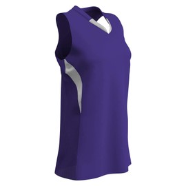 CHAMPRO Decoy Softball V-Neck Racer Back, Girls' Small, Purple,White