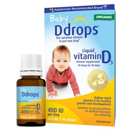 Baby Ddrops Bebe Organic Baby Ddrops 400 IU 90 drops - Daily Liquid Vitamin D for Infants