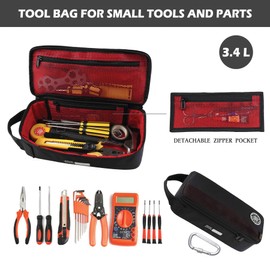 Rough Enough Small Tool Bag Case Portable Tool Box EDC Pouch Organizer with Handle, 12 Inch, Black, Cordura, Padded Water Resistant Base