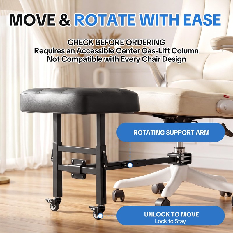 Office Chair Footrest Attachment, Adjustable Height & Distance