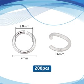PH PandaHall 200pcs 925 Sterling Silver Plated Open Jump Rings 4mm (0.16 inch) Small O Ring Connector Jewelry Making Circle Clasp Connecting Rings Mini Ring Connectors for Jewelry Craft Making