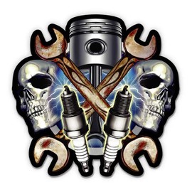 GT Graphics Express Mechanic Wrenches Sparkplugs - 16" - Large Size Vinyl Sticker - for Truck Car Cornhole Board