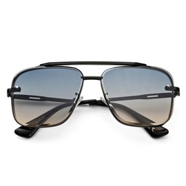 Retro Square Aviator Gradient Sunglasses Fashion Trendy Costume Eyewear Tony Stark Sun Glasses for Men Women-Black/Gradient Blue