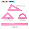 HARFINGTON 4pcs Triangular Ruler Set 30cm Plastic Metric Inch Geometric