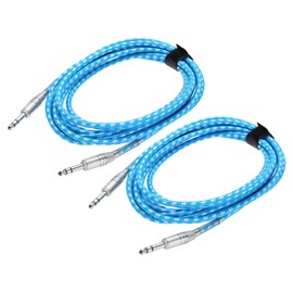 MECCANIXITY 2 Pcs Guitar Instrument Cable, 15 Feet 1/4 Inch to 1/4 Inch Straight to Straight Angle Electric Guitar Jack Cable Wire for Guitar Bass, White Blue