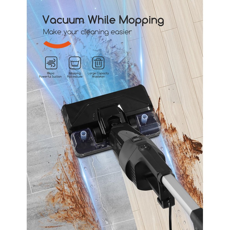REECOO Stick Vacuum Cleaner with 3 Mop Pads Electirc Mop