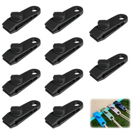 BLOOPIC Tent Clips, Tarp Clips (Set of 10), Strong Clips, Tent Clamps, For Securing Tightness, Adjustable Tightness, Windproof, Easy Installation, Portable, Outdoor Clips, For Tents, Seats, Awnings