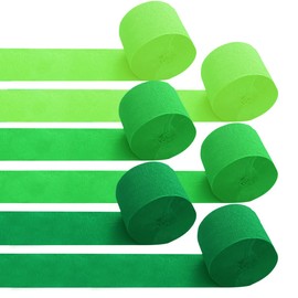6 Rolls Green Crepe Paper Streamers for Party Decorations-82ft Long and 1.77in Wide(Light Green,Green,Dark Green)