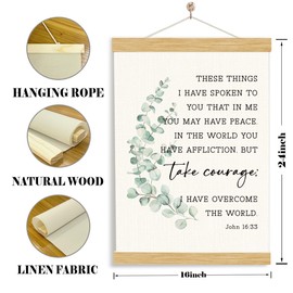 Christian Hanging Flag John 16:33 I Have Overcome the World Bible Verse Wall Decor Uplifting Scripture Art Lightweight Faith Reminder For Home Church Nursery Prayer Room Gifts For Christian Leaders