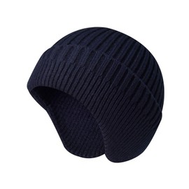 Jdlsppl - Gorro de invierno para mujer, suave con solapa para las orejas de invierno, para las orejas, cálido, para la cabeza, de punto, grueso, casual, marino, Talla única