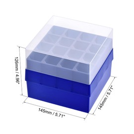 sourcing map Centrifuge Tube Freezer Storage Box 16-Well Polypropylene Holder Dark Blue for 50ml Micro Centrifuge Tubes