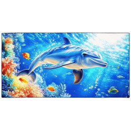 YISUMEI Ocean Dolphin Beach Towels for Adults Extra Large 180 x 90 cm, Microfibre Lightweight Quick Dry Towel for Swimming Pool Cruise Travel Sports Camping