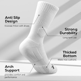 Lalent Mens Running Socks Cushion Compression Socks Anti Blister Crew Socks for Men Women Ladies Outdoor 3 Pack Performance Hiking Trekking Walking Athletic Socks
