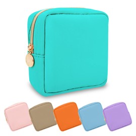UIXIZQ Waterproof Mini Makeup Bag, Small Cosmetic Travel Bag Nylon Toiletry Organizer for Women, Cute Zipper Pouch Preppy Coin Purse for Work (Mini-Mint Green)