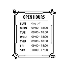 Anewdecals Window Door Vinyl Sticker - Business Hours Vinyl Decal for Store Front - Business Open Hour Signs - Custom Vinyl Opening Times Decal - Sign for Store with Logo 15x17
