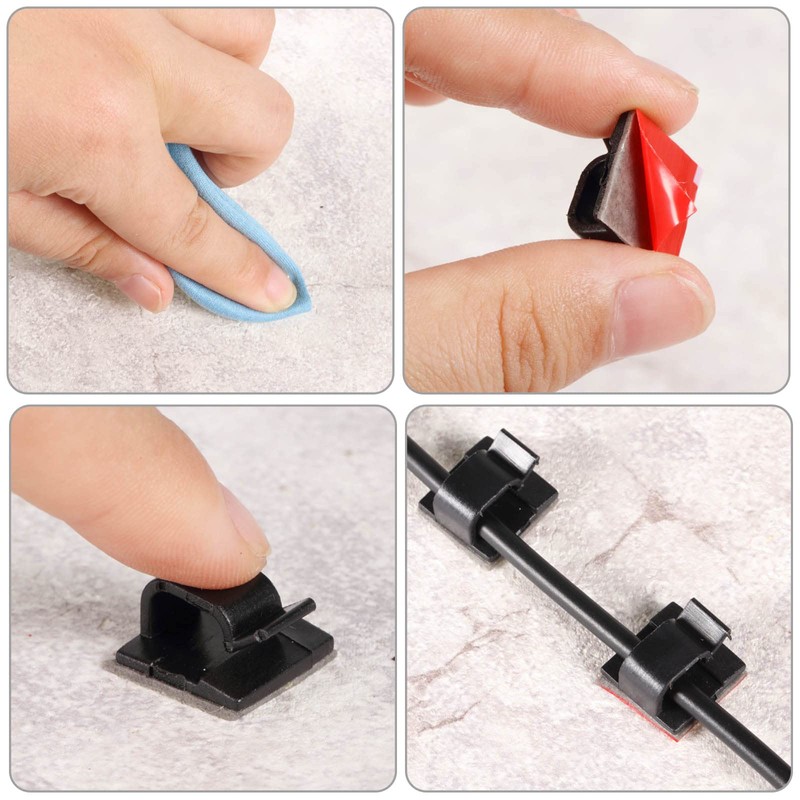 Maitys 60 Pieces Outdoor Cable Clips Christmas Adhesive Hooks Cable
