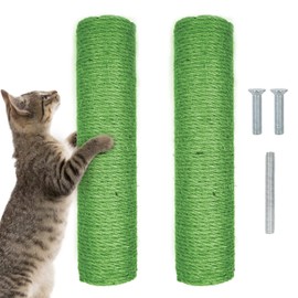 2er Pack Kratzsäule für Katzen Jute Seil Ersatzstamm für Kratzbaum 7cm Durchmesser Schrauben kratzbaume Ersatzteile Kratzbaum Ersatzteile Stamm Länge 30 cm Grün