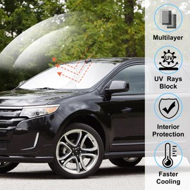 Windshield Sun Shade Custom Fit for 2007-2014 Ford Edge Accessories Foldable Sunshade Sun Blocker Protect Car from Sun Rays & Heat Damage Keep Car Cooler