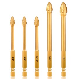 HPHOPE Upgraded Four-Flute Eccentric Drill Bit Set 5Pcs, New Hex Shank Ultra-Hard Carbide Triangle Drill, Multifunction Masonry Drill Bits Set, Four-Edged Serrated Concrete Drill Bit Set