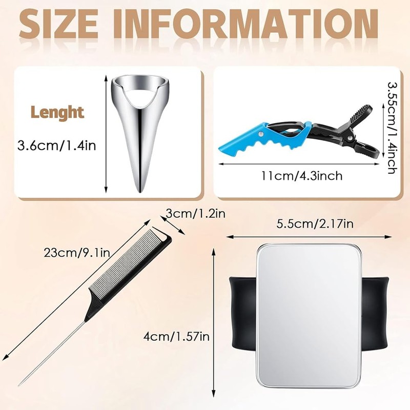 Eleqldwen 8 PCS Parting Ring Hair Selecting Ring 6 Hair